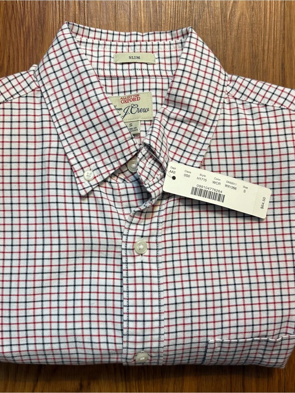 J Crew Shirt Red Black Stripes Button Up Long Sleeve Mens Small Slim Fit Casual